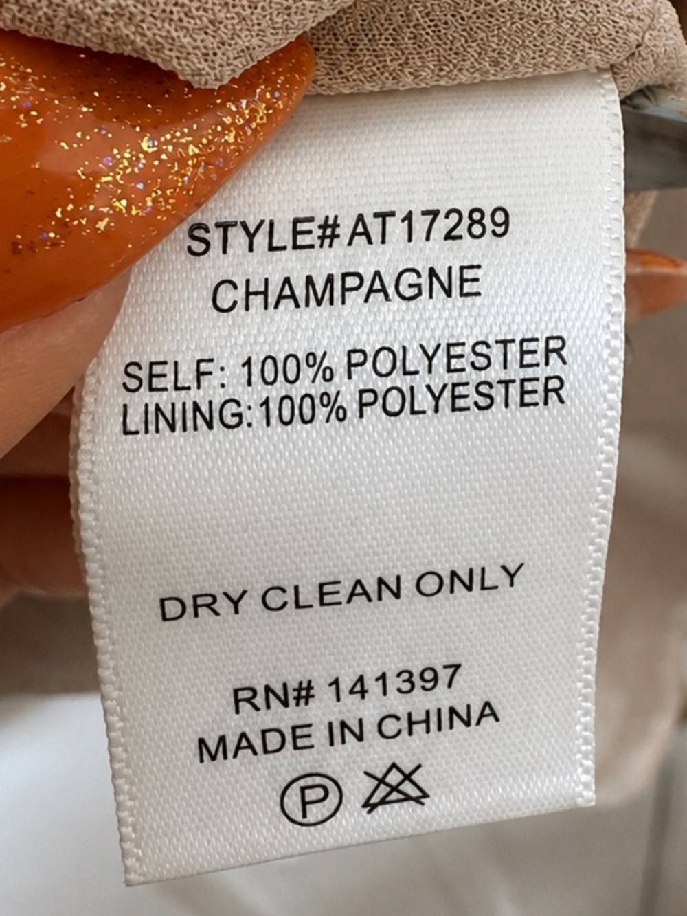 ASTR The Label Champagne Satin Tie Neck Puff Sleeve Blouse Size M - Picture 13 of 14